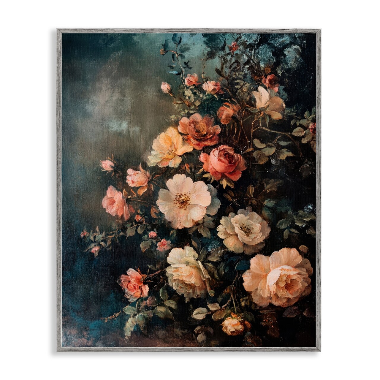 Stupell Industries Dark Rose Florals Framed Giclee Wall Art Design by Petal Prints Design